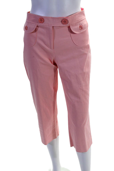 Emilio Pucci Womens Button Closure Pockets Straight Leg Ankle Pants Pink Size 10