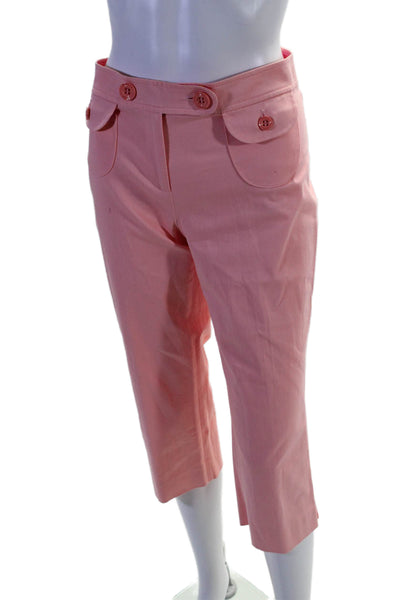 Emilio Pucci Womens Button Closure Pockets Straight Leg Ankle Pants Pink Size 10