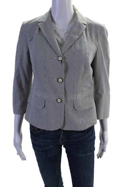 Piazza Sempione Women's Long Sleeves Line Three Button Jacket Striped Size 44