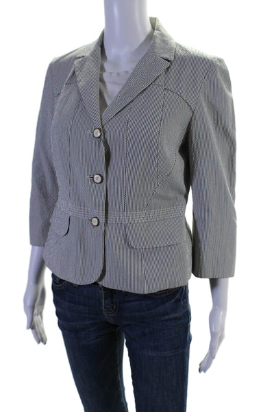 Piazza Sempione Women's Long Sleeves Line Three Button Jacket Striped Size 44