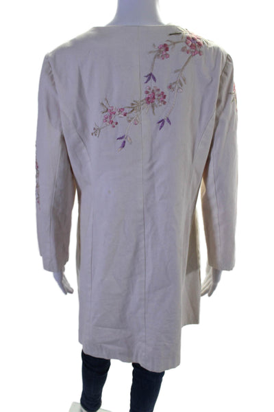 Odille Anthropologie Women's Long Sleeves Embroidered Jacket White Size 14