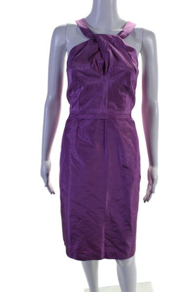 J Crew Womens Silk Halter Neck Sleeveless Sheath Dress Purple Size 8