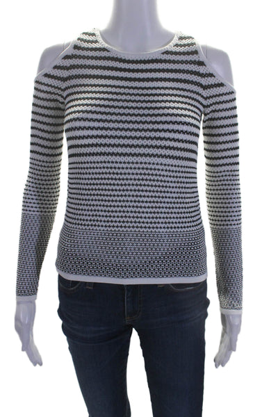 Rag & Bone Jean Women's Cold Shoulder Open Knit Sweater Striped Size XXS