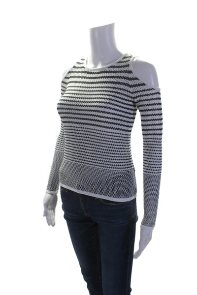 Rag & Bone Jean Women's Cold Shoulder Open Knit Sweater Striped Size XXS