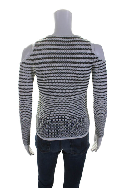 Rag & Bone Jean Women's Cold Shoulder Open Knit Sweater Striped Size XXS