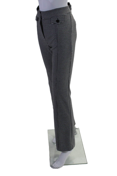 10 Crosby Derek Lam Womens Check Print Slip-On Bootcut Dress Pants White Size 4