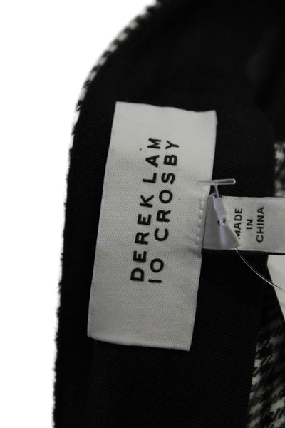 10 Crosby Derek Lam Womens Check Print Slip-On Bootcut Dress Pants White Size 4