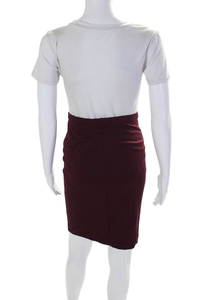 Marc Bouwer Womens Faux Leather Lace Trim Pencil Skirt Burgundy Size XS