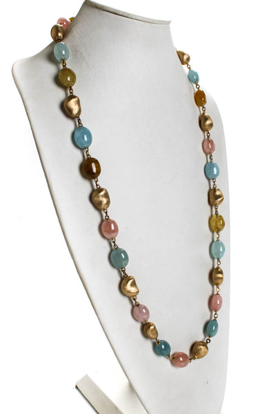 Yvel Womens 18K Yellow Gold Multicolor Aquamarine Beaded Necklace 35" 153.7g