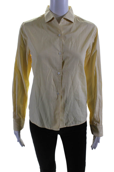 Flat Iron Workshop Womens Button Front Long Sleeve Collared Shirt Yellow Size 1