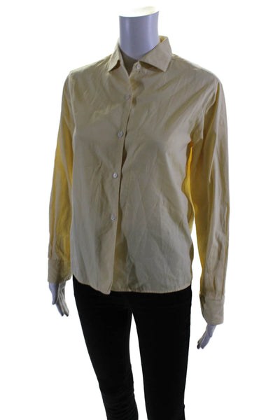 Flat Iron Workshop Womens Button Front Long Sleeve Collared Shirt Yellow Size 1