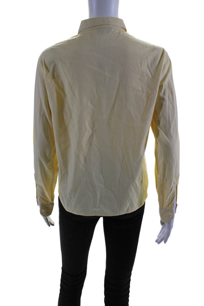 Flat Iron Workshop Womens Button Front Long Sleeve Collared Shirt Yellow Size 1