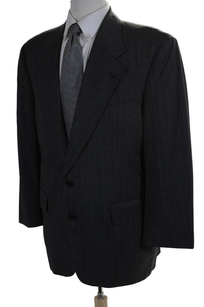 Gorsart Mens Wool Single Breasted Striped Suit Jacket Gray Size 42