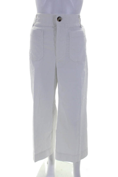 Maeve Anthropologie Women's Button Closure Pockets Wide Leg Pants White Size 31