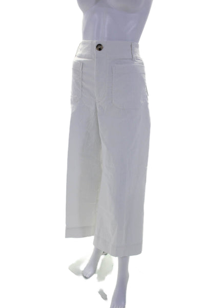 Maeve Anthropologie Women's Button Closure Pockets Wide Leg Pants White Size 31