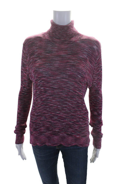 Missoni Womens Abstract Print Long Sleeve Knit Turtleneck Top Pink Size L