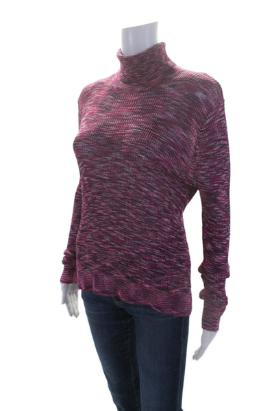 Missoni Womens Abstract Print Long Sleeve Knit Turtleneck Top Pink Size L