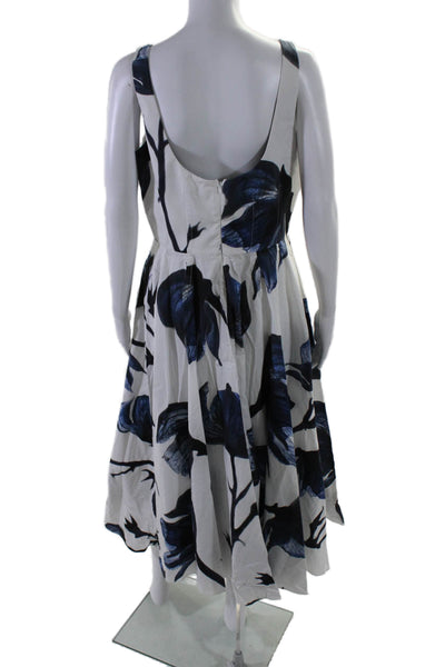 Alexander McQueen Womens White Floral Scoop Neck Fit & Flare Dress Size 44