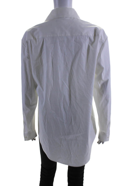 Michael Kors Collection Womens Button Front Collared Shirt White Cotton Size 6