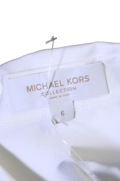 Michael Kors Collection Womens Button Front Collared Shirt White Cotton Size 6