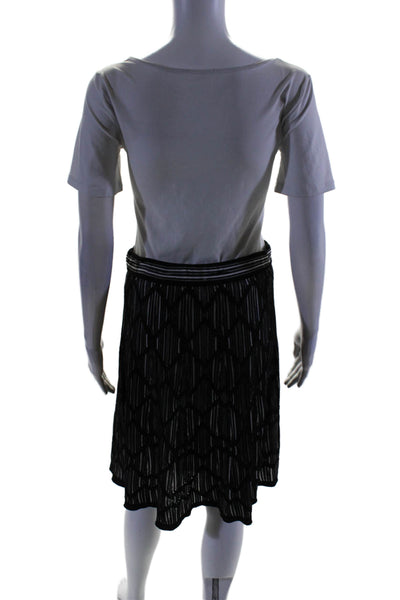 M Missoni Womens Sheer 3/4 Sleeve Striped Knit Top Skirt Set Black Size IT 44 46