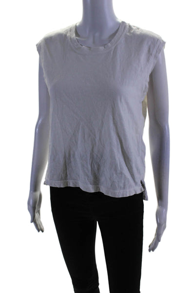 Rowan Womens Sleeveless Scoop Neck Tee Shirt White Cotton Size Small