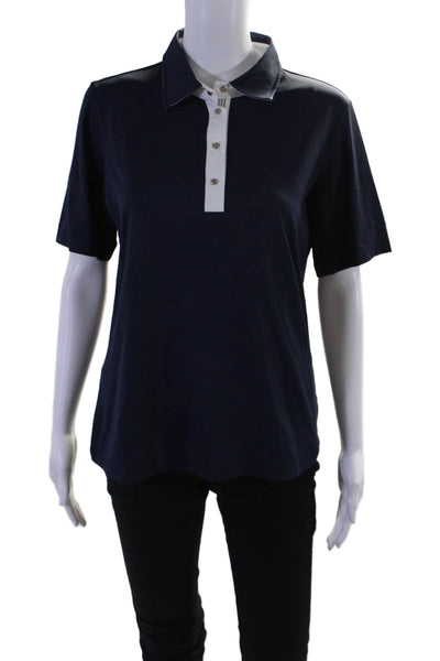 MDC Womens Dark Navy Collar Short Sleeve Polo Shirt Size 42