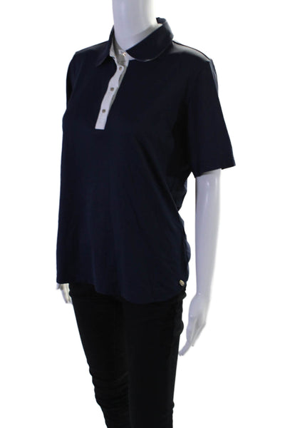 MDC Womens Dark Navy Collar Short Sleeve Polo Shirt Size 42