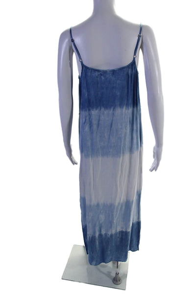 Bella Dahl Womens Sleeveless Spaghetti Strap Belted Maxi Dress Blue White Size S