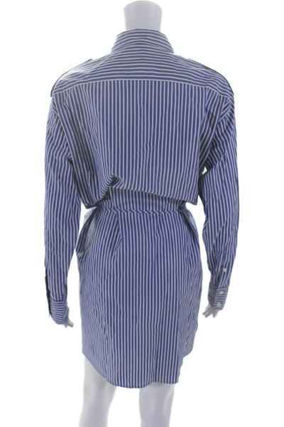 Rag & Bone Womens Cotton Striped Long Sleeve Button Up Shirt Dress Blue Size S