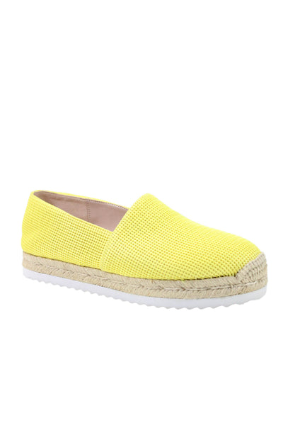 Stuart Weitzman Womens Yellow Espadrille Platform Heels Loafers Shoes Size 5.5B