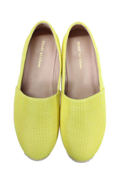 Stuart Weitzman Womens Yellow Espadrille Platform Heels Loafers Shoes Size 5.5B