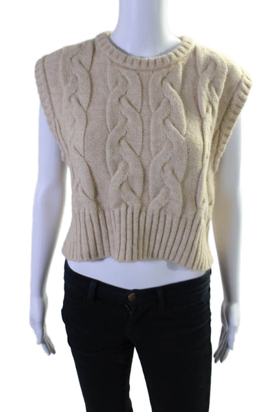 Le Lis Womens Crew Neck Cable Knit Sweater Vest Brown Size Small