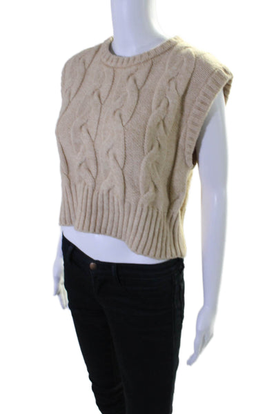 Le Lis Womens Crew Neck Cable Knit Sweater Vest Brown Size Small