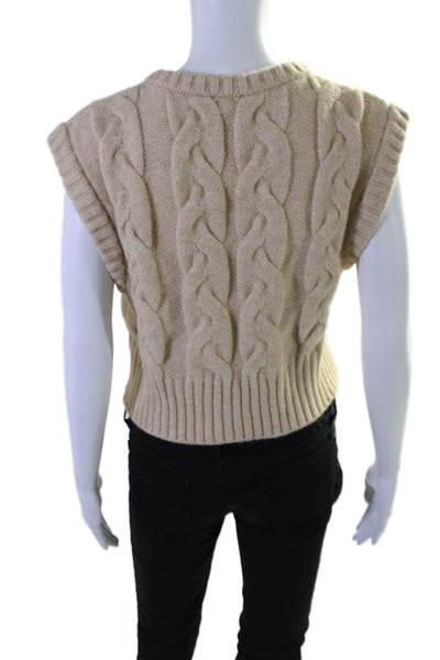 Le Lis Womens Crew Neck Cable Knit Sweater Vest Brown Size Small