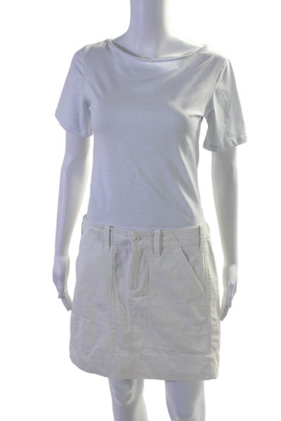 G1 All Purpose Good Womens Zipper Fly Mini Pencil Skirt White Cotton Size 8