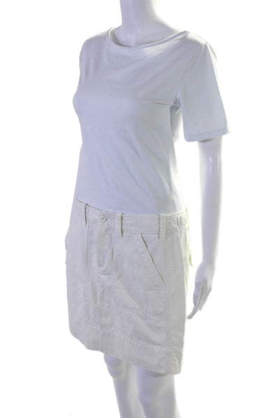 G1 All Purpose Good Womens Zipper Fly Mini Pencil Skirt White Cotton Size 8