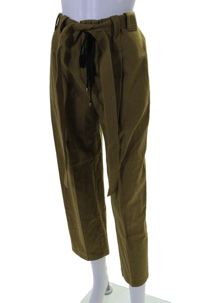 Gregory Womens Zipper Fly Drawstring Pleated Straight Leg Pants Green Size 8