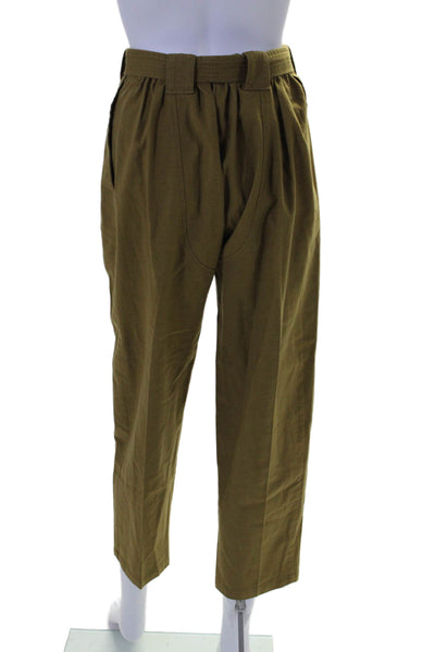 Gregory Womens Zipper Fly Drawstring Pleated Straight Leg Pants Green Size 8