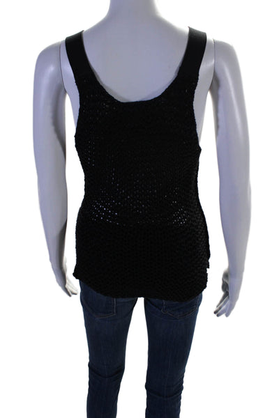 Helmut Lang Womens Chunky Knitted Sleeveless Scoop Neck Top Black Size S