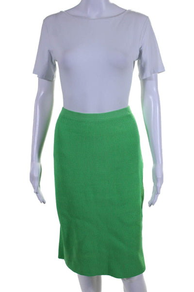 Rachel Comey Womens Elastic Waist Ribbed Pencil Skirt Green Size L