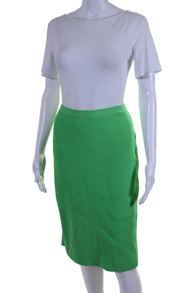 Rachel Comey Womens Elastic Waist Ribbed Pencil Skirt Green Size L