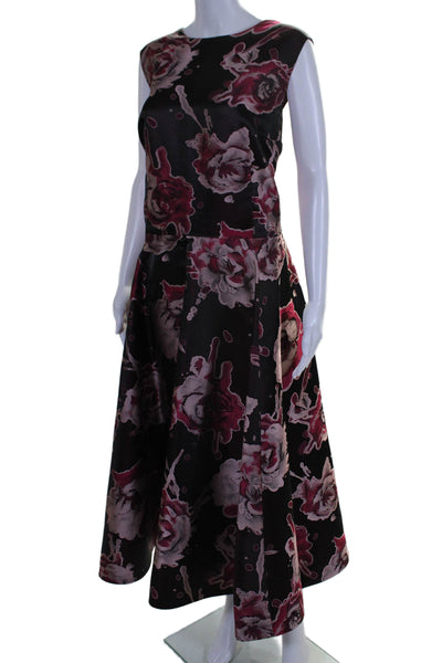 Christian Siriano Womens Floral Print Sleeveless Fit & Flare Gown Purple Size 20