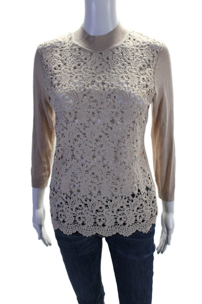 Day Birger Et Mikkelsen Woman Front Embroidered Lace Mock Neck Top Pink Size M