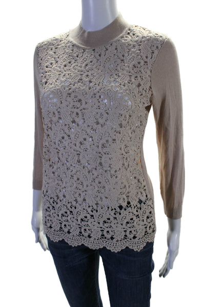 Day Birger Et Mikkelsen Woman Front Embroidered Lace Mock Neck Top Pink Size M