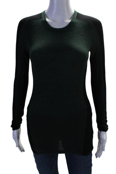 Scoop Womens Long Sleeved Crew Neck Colorblock Green & Black Sweater Size S