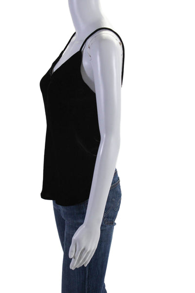 Mes Demoiselles Womens Textured Spaghetti Strap V-neck Tank Top Black Size EUR 3