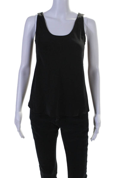 Carolina Herrera Womens Solid Black Scoop Neck Sleeveless Camisole Top Size 2