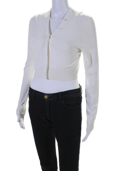 Loewe Womens White V-neck Button Front Long Sleeve Blouse Top Size S