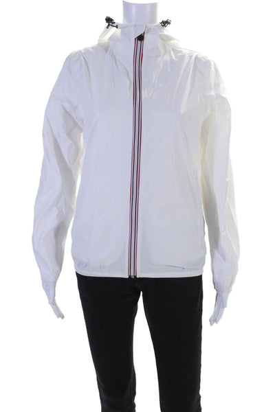 08 Lifestyle Womens White Zip Up Pockets Hooded Long Sleeve Jacket Size XS